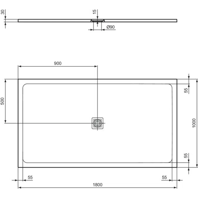 ULTRA FLAT S + 180X100 SHOWER TRAY