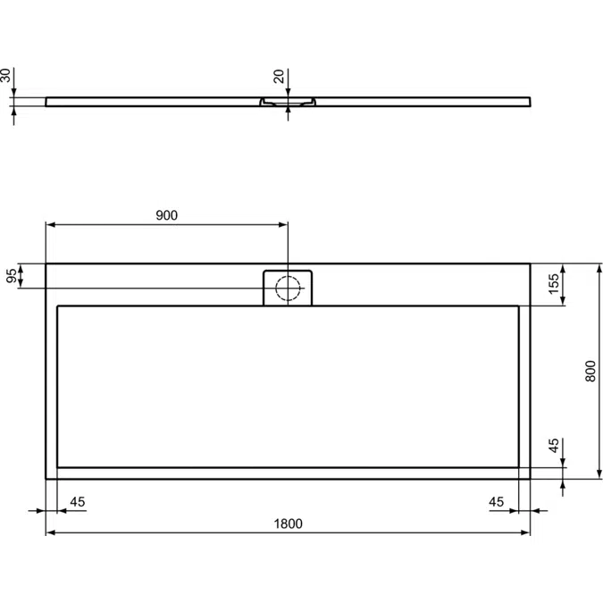 ULTRAFLAT S I.LIFE 180X80 CM SHOWER TRAY