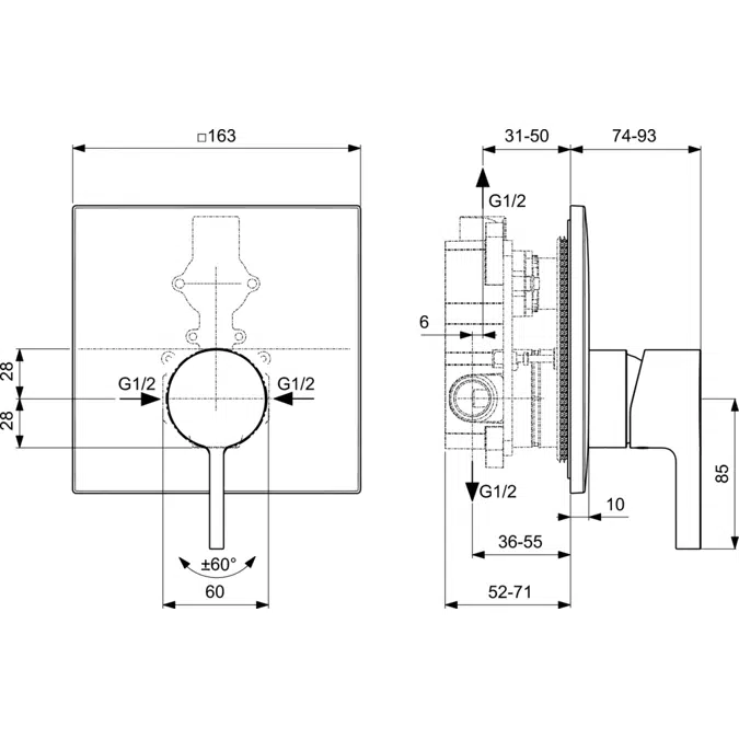 JOY NEO SINGLE LEVER SHOWER BUILT-IN KIT 2 / A1300NU