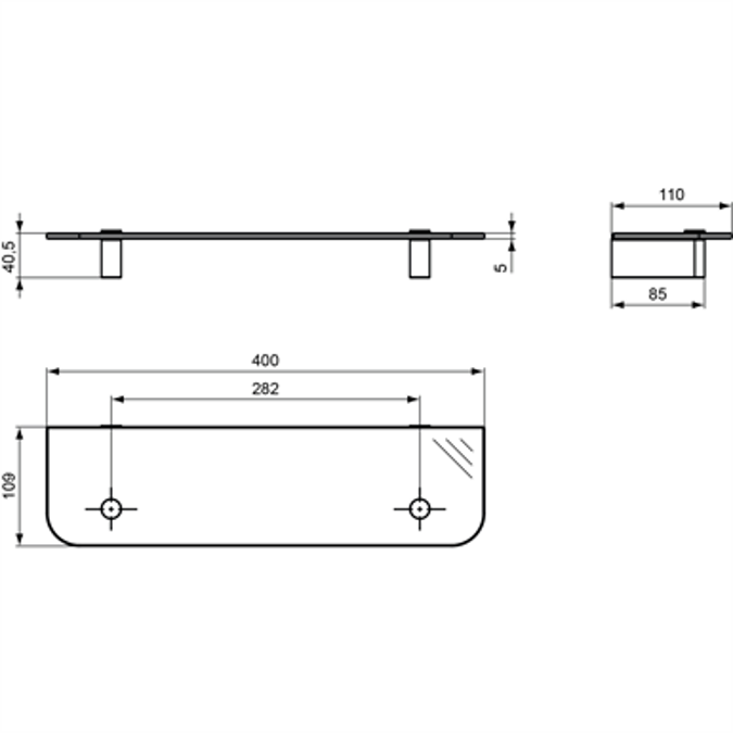 CONNECT glass shelf 400x110mm