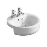 concept sphere 45cm semi-countertop washbasin, 2 taphole