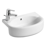 concept space 50cm arc short projection semi-countertop washbasin, 1 lh taphole