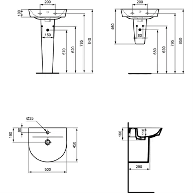 CONNECT AIR ARC BASIN 50X46 WHITE BXD