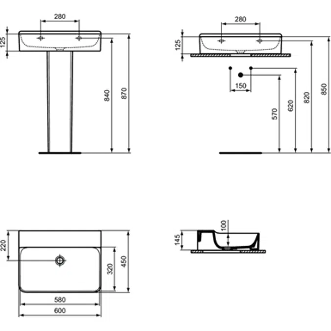 Conca New consolle basin 60 NTH NOF