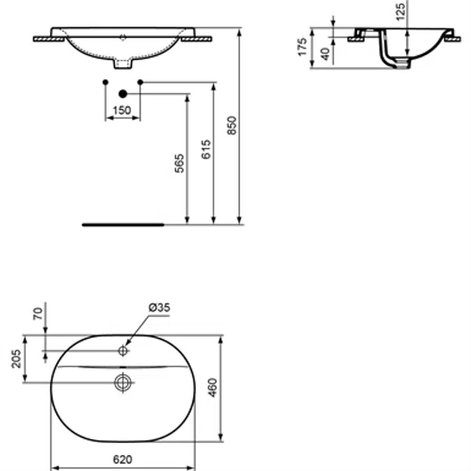 CONNECT COUNTERTOP BASIN OVAL 62 x 46CM