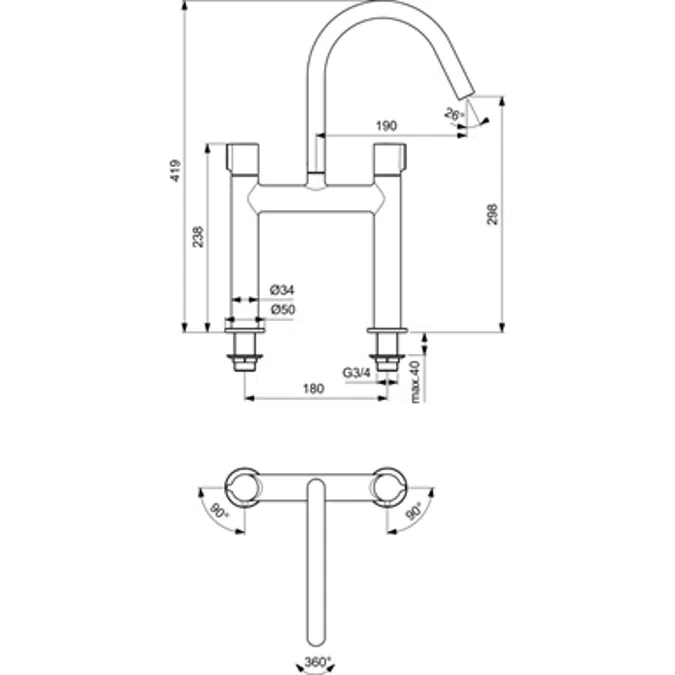 JOY BATH FILLER 2-HOLE 