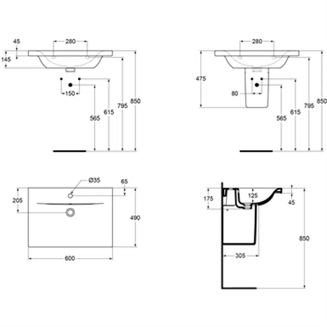 CONNECT VTY BSN 60X49 WHITE IP 1TH OF