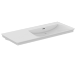 la dolce vita® asymmetrical vanity basin 126 cm with basin right and shelf left, no taphole, with slotted overflow, white