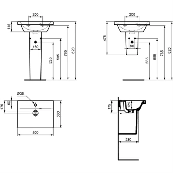 CONNECT SPACE Lavabo-plan 50 x 38 cm