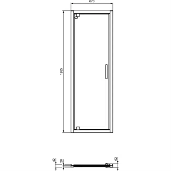 CONNECT 2 PIVOT DOOR  70 CLEAR GLASS BRIGHT SILVER FINISH