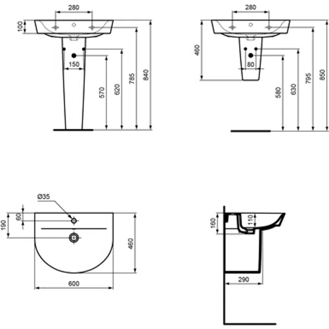 CONNECT AIR ARC BASIN 60X46 WHITE BXD