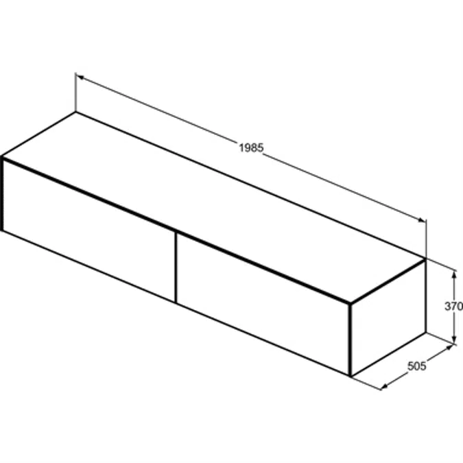 Conca BSN UN 200X50X37 2 DR+WTOP NOCUT  WHMT