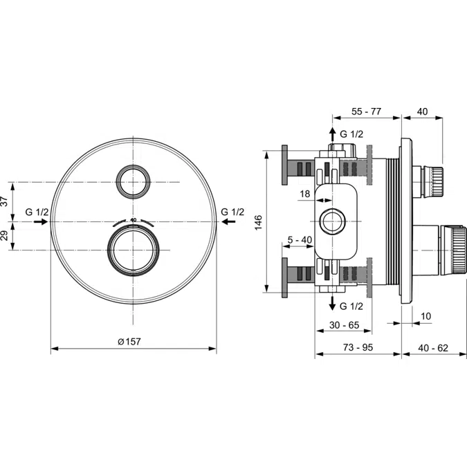 Ceratherm Navigo Brausethermostat 1 Bedienelement und runde Rosette