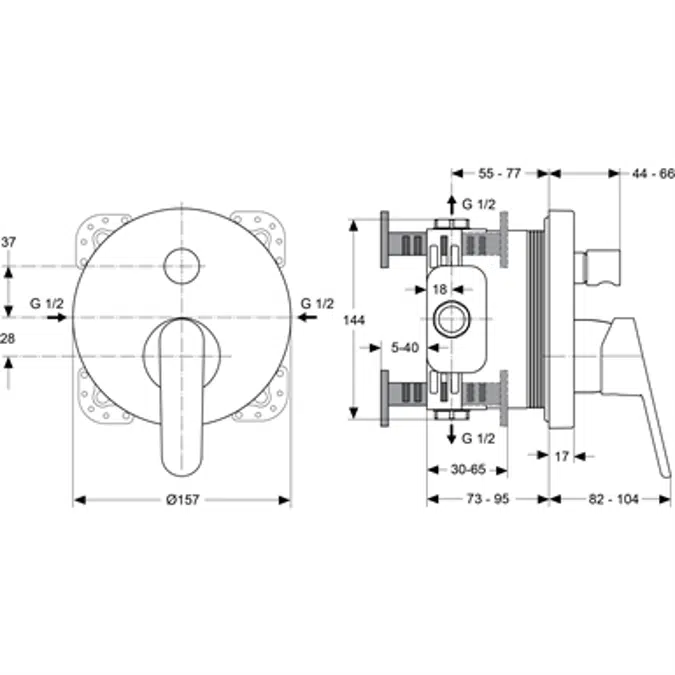 CERAVITO build-in bath shower lever operated
