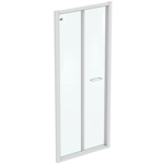 connect 2 bifold 85cm , door without handle,  white frame and clear glass