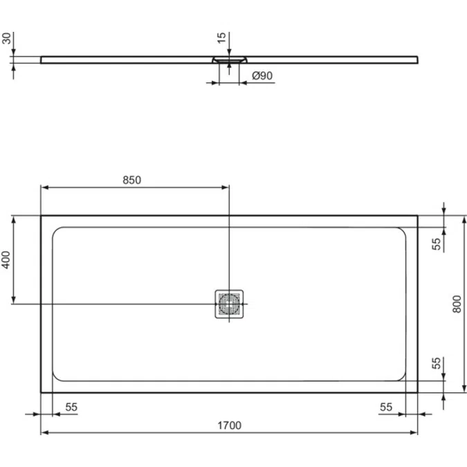 ULTRA FLAT S + 170X80 SHOWER TRAY