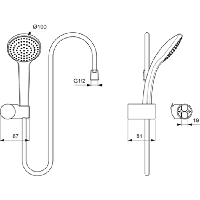IDEALRAIN shower set with single function 100mm handspray