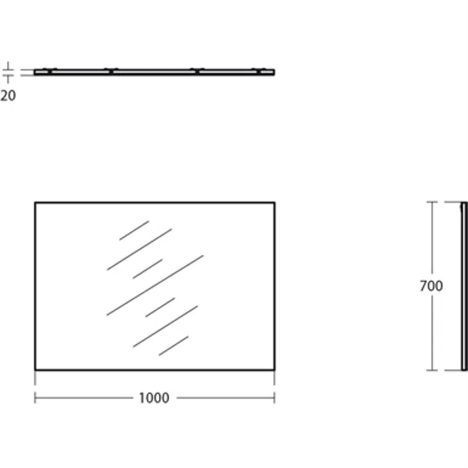 CONNECT Mirror 1000 mm ANTISTEAM