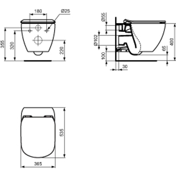TESI WALL HUNG WC PAN, SOFT CLOSE SEAT & COVER