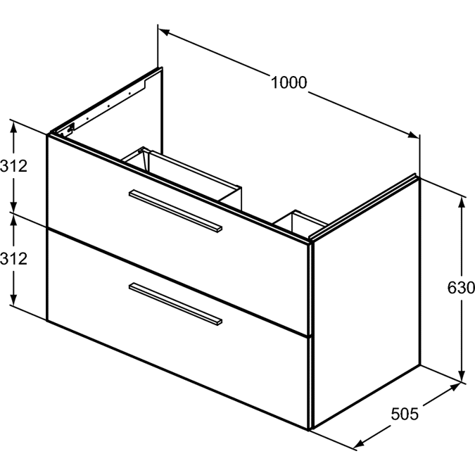 I.LIFE B VANITY UNIT 2 DRAWERS 100CM