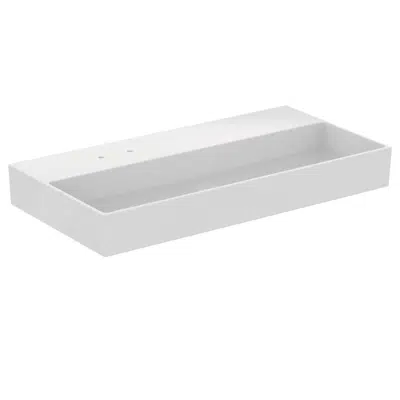 solos basin 100x50cm (2th on left side of tapdeck), available in glossy white and glossy black finishes