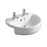 concept sphere 55cm semi-countertop washbasin, 2 taphole