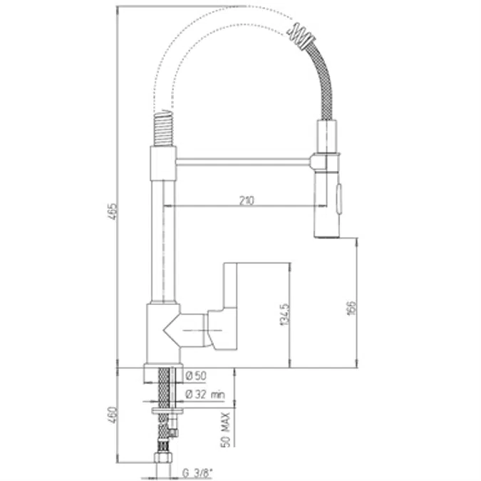 ARENA single lever kitchen mixer with spring swivel spout