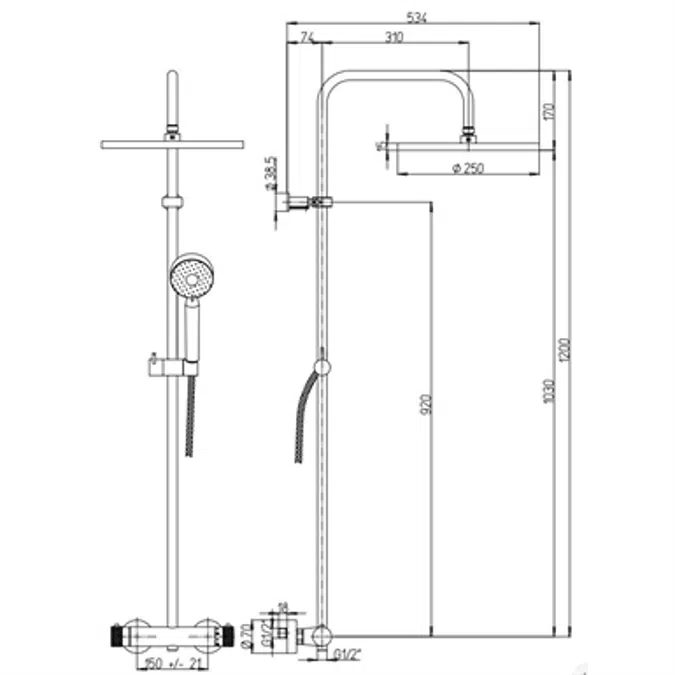 COX 2 Colonna doccia termostatica