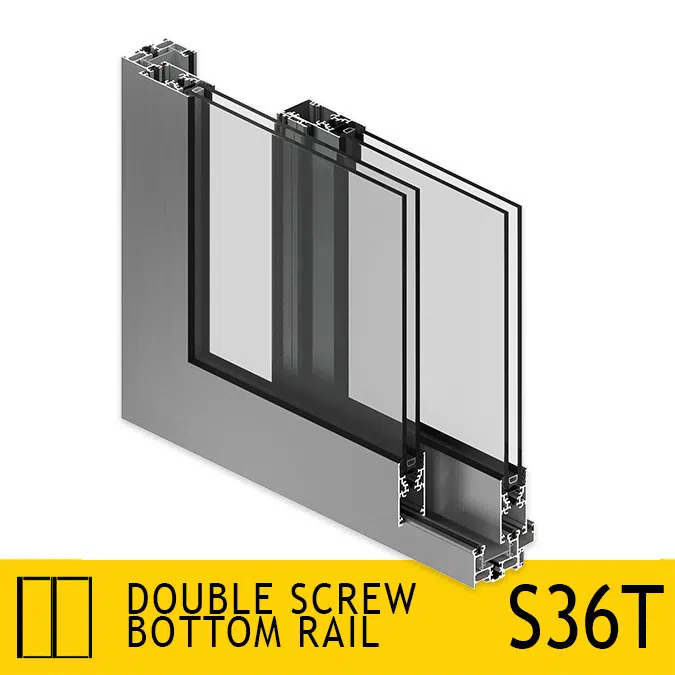 Sliding Door System S36T Type-D Double Screw Bottom Rail