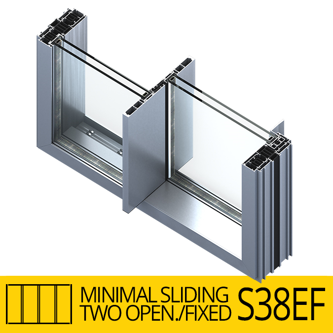 BIM objects - Free download! Minimal Sliding Door S38EF, Two-Fixed ...