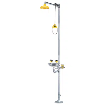 Image for Emergency Shower: Galvanized Pipe 30 gpm Shower, 8.0 gpm Eye/Facewash Combination Shower - SS Bowl