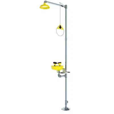 kép a termékről - Emergency Shower: Galvanized Pipe 20 gpm Shower, 8.0 gpm Eye/Facewash Combination Safety Shower