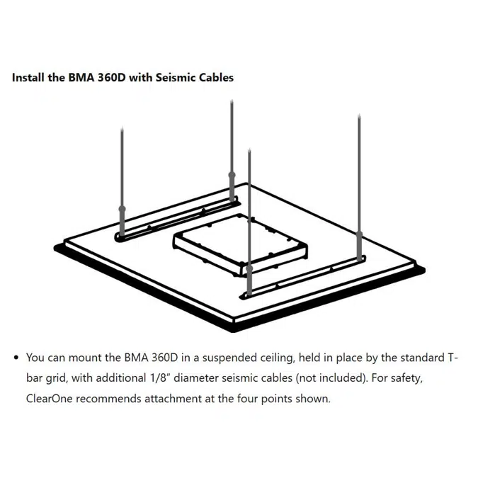 Biamp BMA 360D White Ceiling Tile Microphone