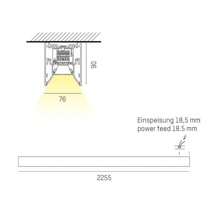 Log Out 2.1 Bina Lens Wand-Decken Aufbauleuchte