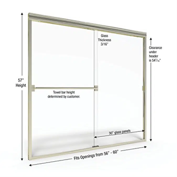 Basco 3400A Classic Semi-Frameless Sliding Tub Door