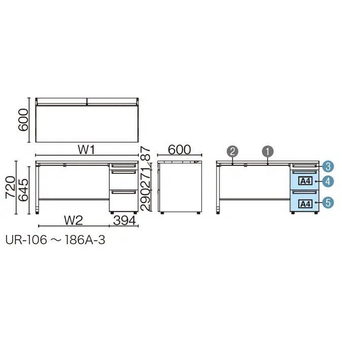 US-1S 片袖机（A-3段袖）  D600 標準収納タイプ