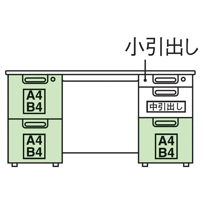 LAデスク 　ベーシックタイプ 両袖机 （2段袖×D-3段袖）