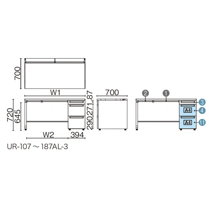 US-1S 片袖机（A-3段袖）  D700 多量収納タイプ