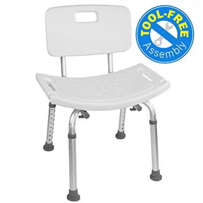 Vaunn Medical Shower Chair Seat Bench with Removable Back için görüntü