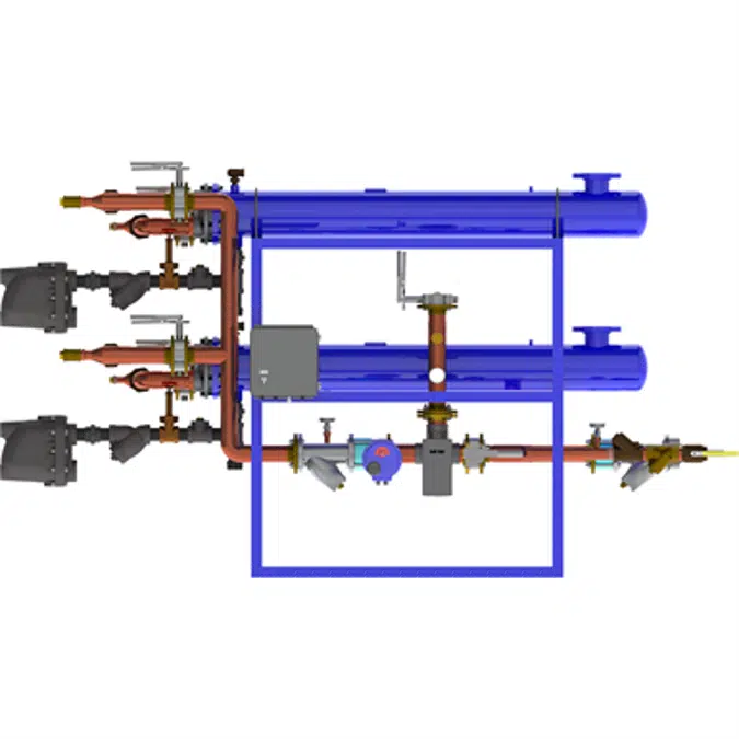 Digital-Flo® Steam/Water Shell and Tube Heat Exchanger, Pre-Piped Parallel Assembly with the Brain® and Sage™, Model DF8120P80BS