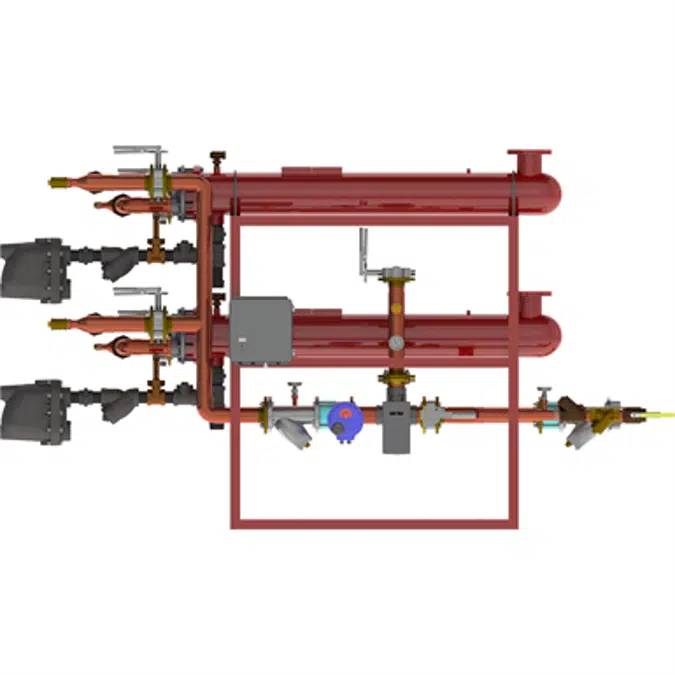 Digital-Flo® Steam/Water Shell and Double-Wall Tube Heat Exchanger, Pre-Piped Parallel Assembly with the Brain® and Sage™, Model DF8120DWP80BS