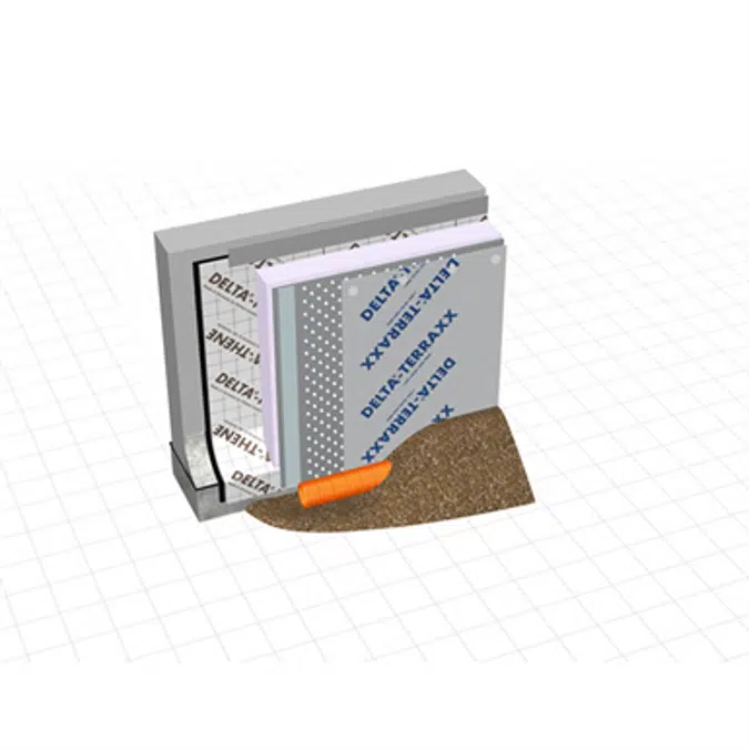 Paroi enterrée de cave en béton avec DELTA®-THENE (Valeur U: 0.325 W/m²•K)