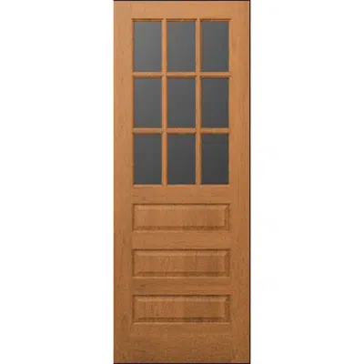 afbeelding voor Wood French Door 9-Lite 3-Panel - Interior  Commercial / Residential with Fire Options - K3830