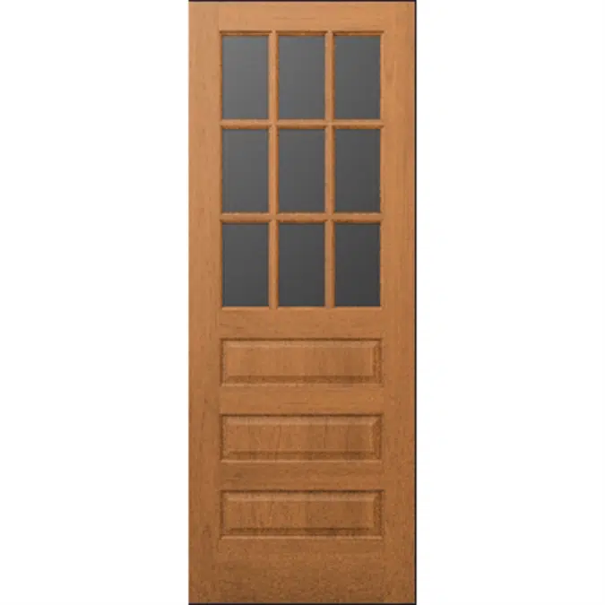 Wood French Door 9-Lite 3-Panel - Interior  Commercial / Residential with Fire Options - K3830