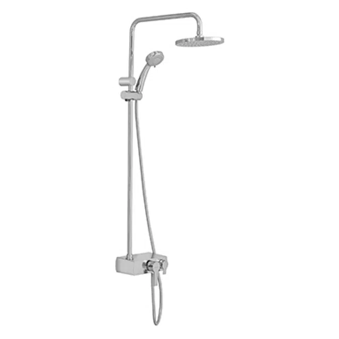 Single lever wall-mounted shower mixer column set with panel