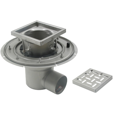 Image for Adjustable Floor Drain with 8in. x 8in. Square Top, Deep Body, Side Outlet - BFD-110-SO