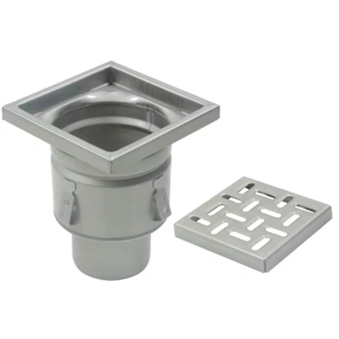 On-Grade Non-Adjustable Floor Drain with 8in. x 8in. Square Top, Shallow Body - BFD-320