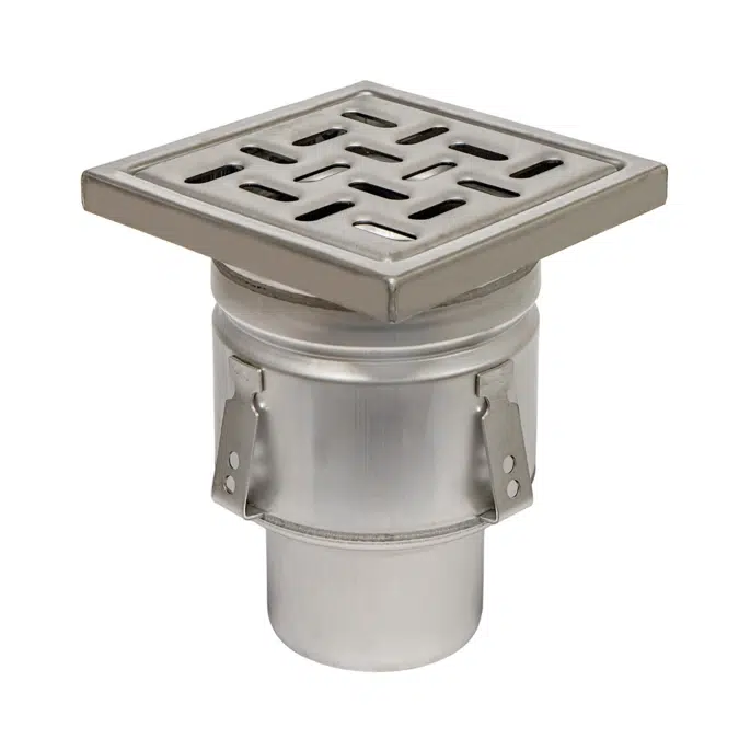 On-Grade Non-Adjustable Floor Drain with 8in. x 8in. Square Top, Shallow Body - BFD-320