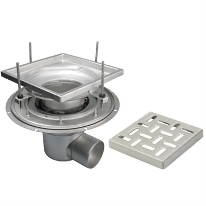 Adjustable Floor Drain with 12in. x 12in. Square Top, Small Sump, Side Outlet - BFD-140-SO