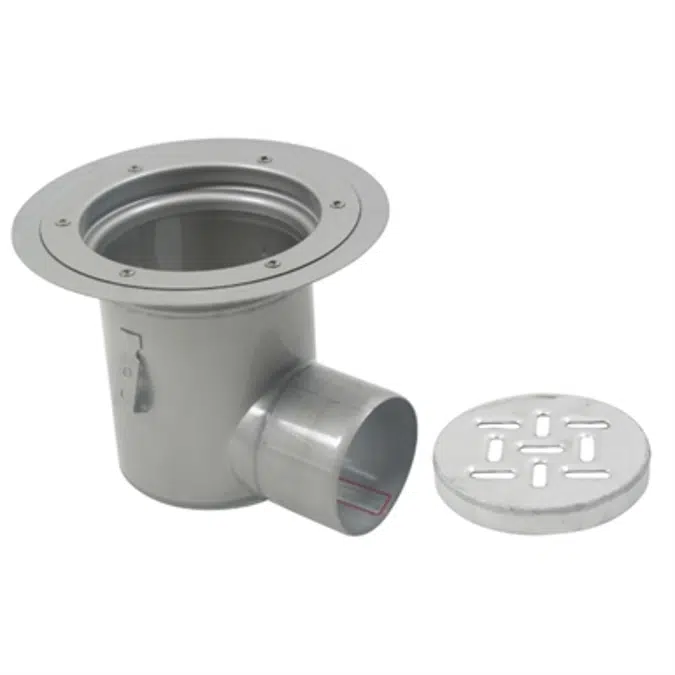 Floor Drain with 8in. Round Top, with Surface Membrane Clamp, Deep Body, Side Outlet - BFD-510-SO